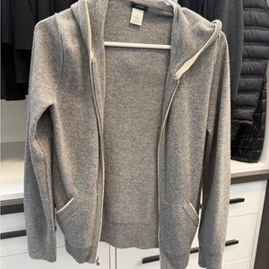 J Crew Gray Zip-Up cashmere/wool Hoodie